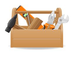 Ilustración de vector de caja de herramientas de madera