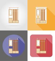 Pasillo de muebles set iconos planos vector illustration