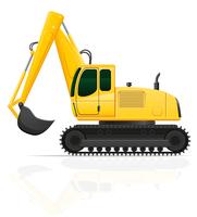 excavadora para obras viales vector illustration