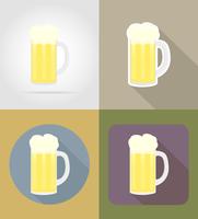 Objetos de cristal de cerveza y equipo para la ilustración de vector de comida