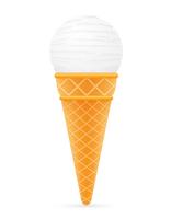 Bola de helado en la ilustración de vector de cono de waffle