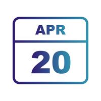 April 20th Date on a Single Day Calendar vector