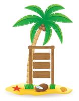 Palmera y madera puntero tablero iconos vector ilustración