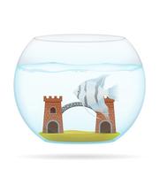 fish in a transparent aquarium vector illustration