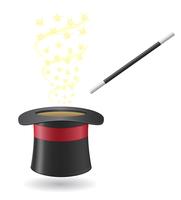 magic wand and cylinder hat vector illustration