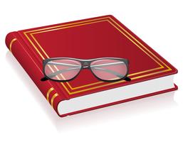 Ilustración de vector de libro y gafas rojo