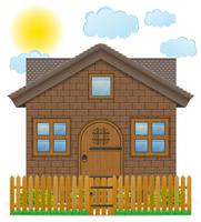 small country house with a wooden fence vector illustration