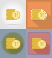 Monedas planas iconos vector illustration