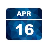 April 16th Date on a Single Day Calendar vector