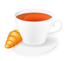 porcelain cup and croissant vector illustration