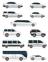 Conjunto de coches para el transporte de pasajeros ilustración vectorial vector