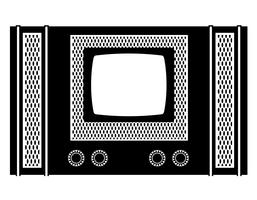 TV viejo retro vintage icono stock vector ilustración negro contorno silueta