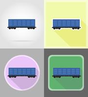 ferroviaria, tren, plano, iconos, vector, ilustración vector