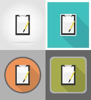clipboard and pen flat icons vector illustration