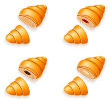 establezca los iconos de croissants crujientes frescos con mermelada de chocolate y crema ilustración vectorial vector