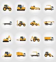 Transporte de automóviles para reparación y construcción iconos planos vector ilustración
