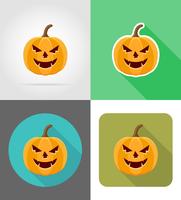 Ilustración de vector de iconos planos de calabaza de Halloween