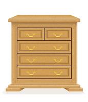 old retro wooden furniture chest of drawers vector illustration