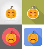 Ilustración de vector de iconos planos de calabaza de Halloween