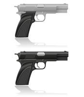 silver and black automatic pistol vector illustration