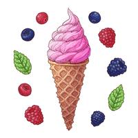 Set of Ice cream cone vector illustration