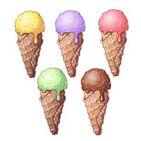 Set de helado colorido dibujo a mano. Ilustración vectorial vector