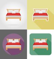 cama muebles conjunto iconos planos vector illustration