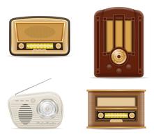 Radio antigua retro vintage set iconos stock vector ilustración