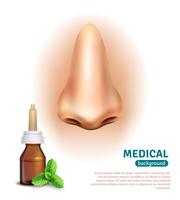 Cartel del fondo médico de la botella del espray de nariz vector