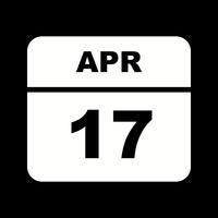 17 de abril Fecha en un calendario de un solo día vector