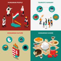 Hungary Isometric Touristic 2x2 Icons Set vector