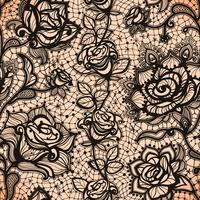 Abstract seamless lace pattern with flowers and leaves. vector