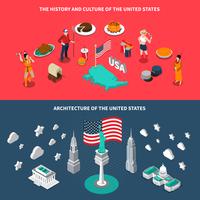  USA Touristic Attractions 2 Isometric Banners  vector