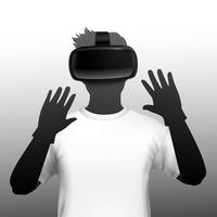 Imagen de frente de silueta de usuario de auriculares VR