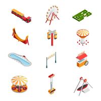 Conjunto de iconos de parque de atracciones vector