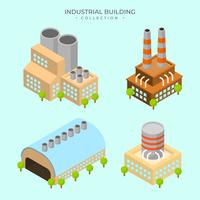 Flat Modern Isometric Industrial Building Vector Collection