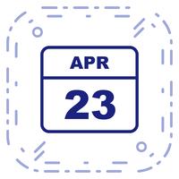 April 23rd Date on a Single Day Calendar vector