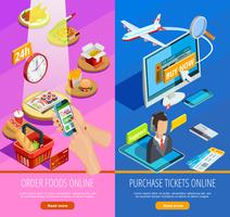 Online Shopping E-commerce Isometric Banners vector