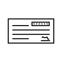 Cheque Line Black Icon vector