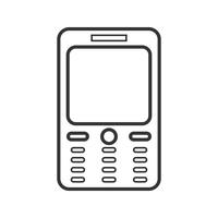 Icono de línea de teléfono celular negro vector