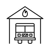 Fire station Line Black Icon vector