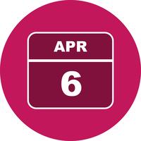 6 de abril, fecha en un calendario de un solo día vector