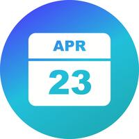 April 23rd Date on a Single Day Calendar vector