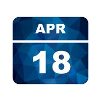 April 18th Date on a Single Day Calendar vector