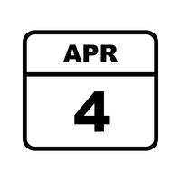 April 4th Date on a Single Day Calendar vector