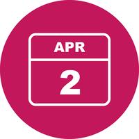 April 2nd Date on a Single Day Calendar vector