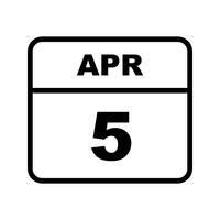 April 5th Date on a Single Day Calendar vector