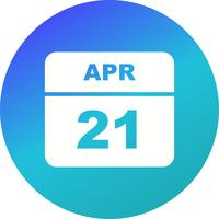 April 21st Date on a Single Day Calendar vector