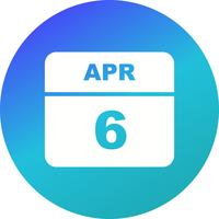 April 6th Date on a Single Day Calendar vector