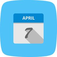 April 7th Date on a Single Day Calendar vector